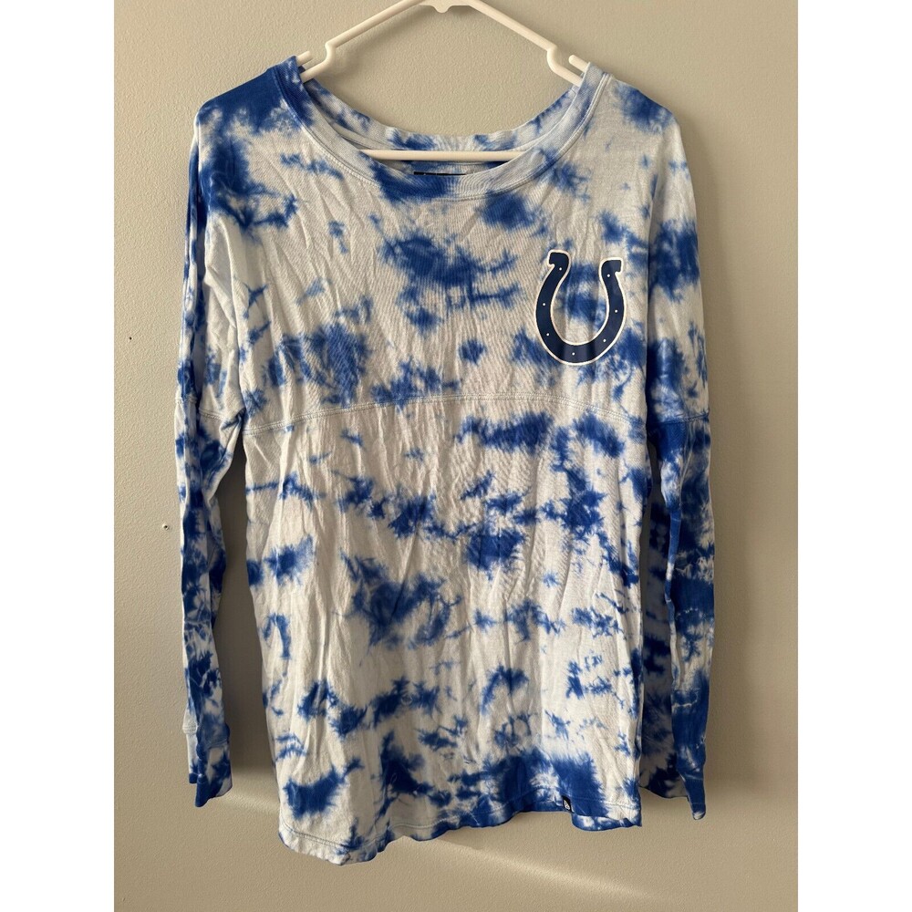 Indianapolis Colts Blue‎ and White Tie-Dye Long Sleeve Tshirt Women's Small